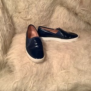 Joie Navy Patent Slip-Ons
